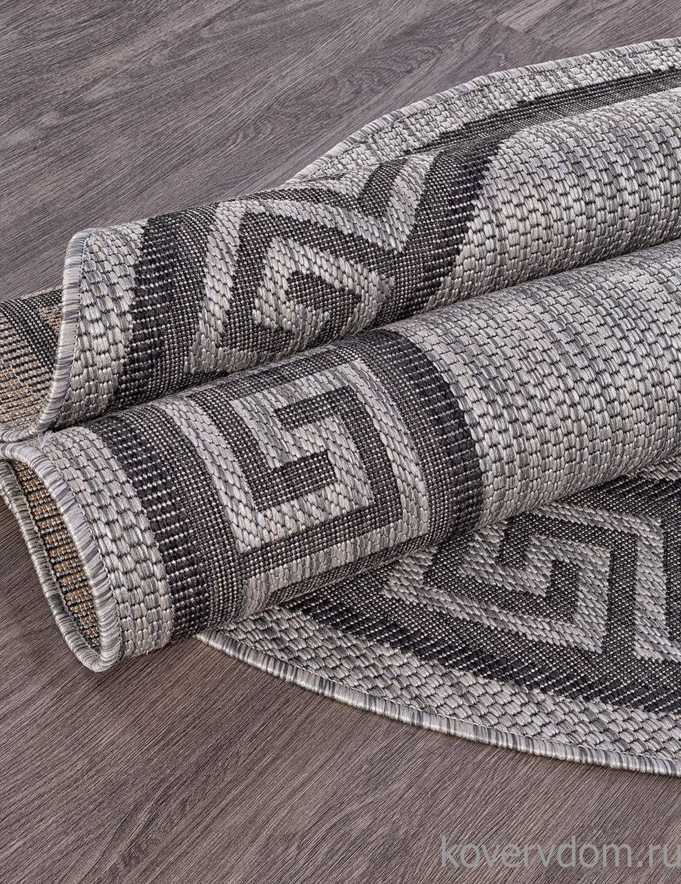 Ковер циновка VEGAS S002 GRAY-BLACK Овал