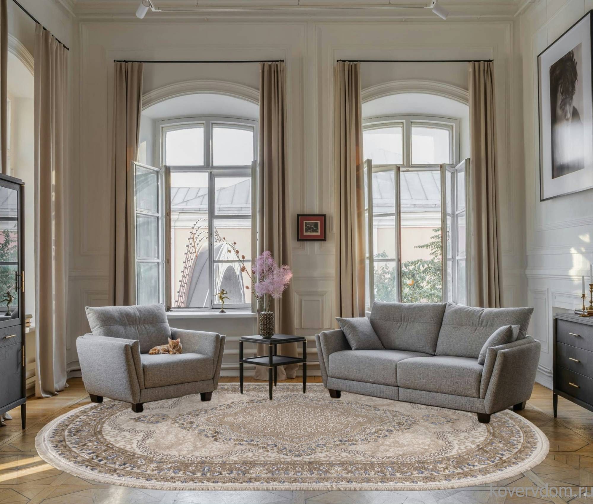 Ковер MOSSO 27226A BEIGE / BLUE Овал