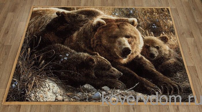 Шерстяной пейзажный ковер Hunnu 6S235 28 медведи