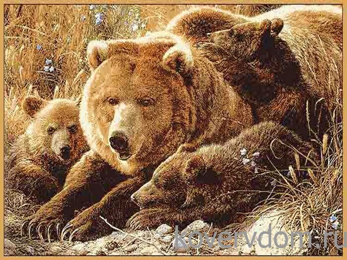 Шерстяной пейзажный ковер Hunnu 6S235 28 медведи