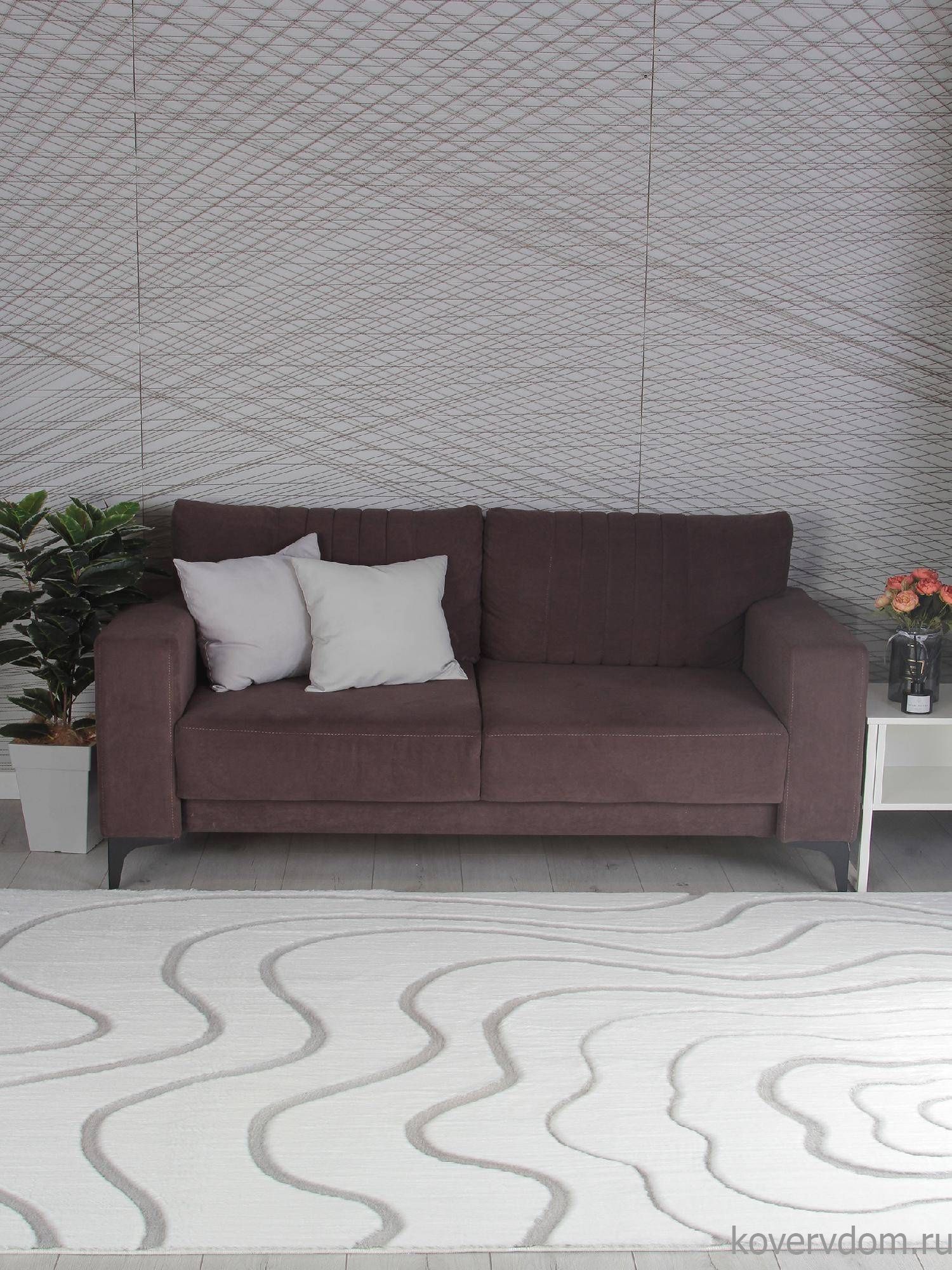 Ковер из искусственного меха RABBIT CARVING PX4004 CREAM / GREY